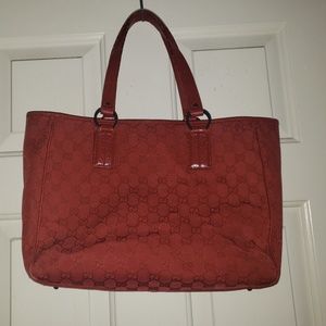 Authentic Vintage GUCCI Tote Purse RED GG Logo
